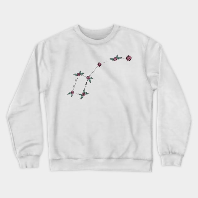 Ursa Minor (Lesser Bear or Small Dipper) Constellation Roses and Hearts Doodle Crewneck Sweatshirt by EndlessDoodles